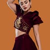 Maroon Velvet Lehenga Set