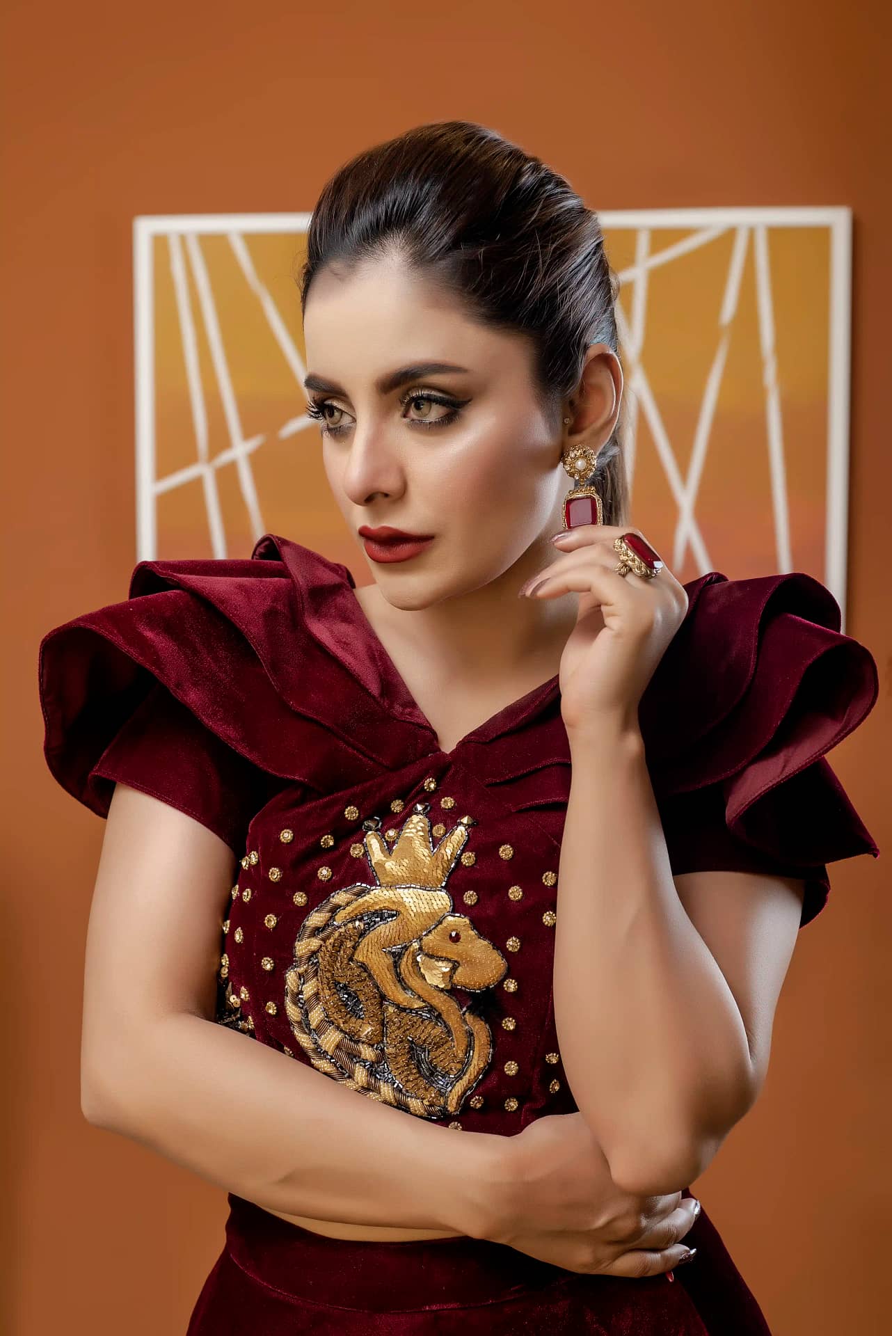 Maroon Velvet Lehenga Set